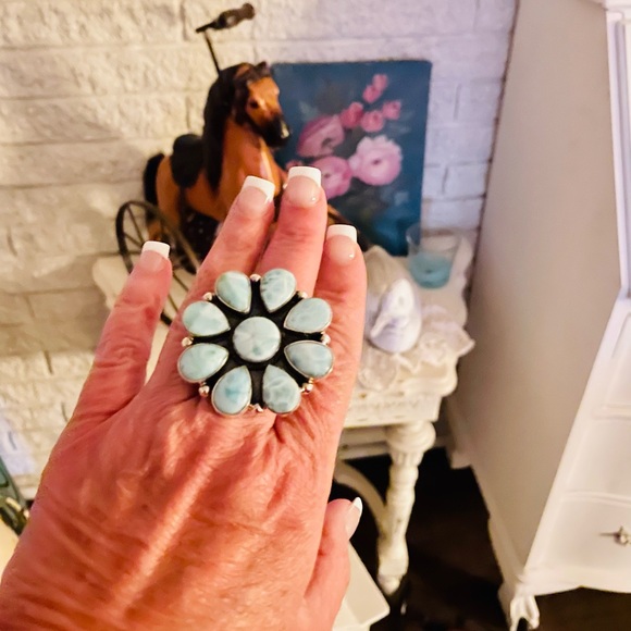 Larimar and sterling silver ring - Picture 4 of 8